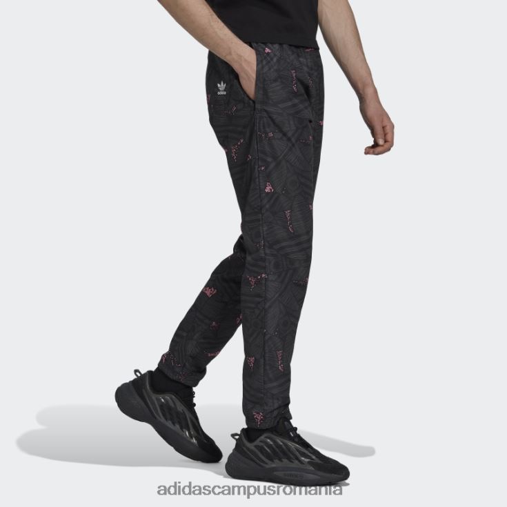 adidas campus romania pantaloni de sport cu imprimeu trefoil rekive negru fierbinte bărbați negru/gri/roz J266N27348