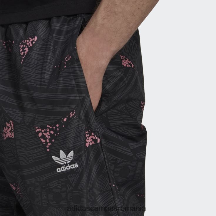 adidas campus romania pantaloni de sport cu imprimeu trefoil rekive negru fierbinte bărbați negru/gri/roz J266N27348