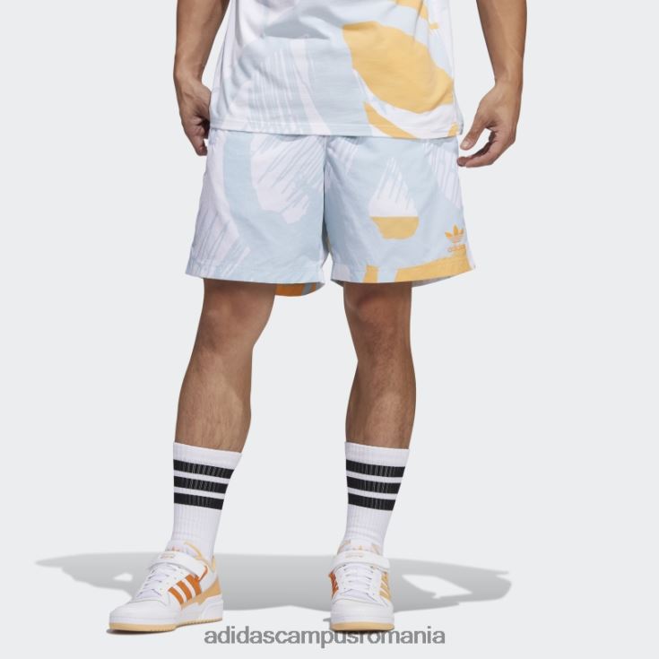 adidas campus romania pantaloni scurți cu imprimeu integral adiplay sky tint adidas bărbați nuanță de cer/portocaliu acid J266N26576