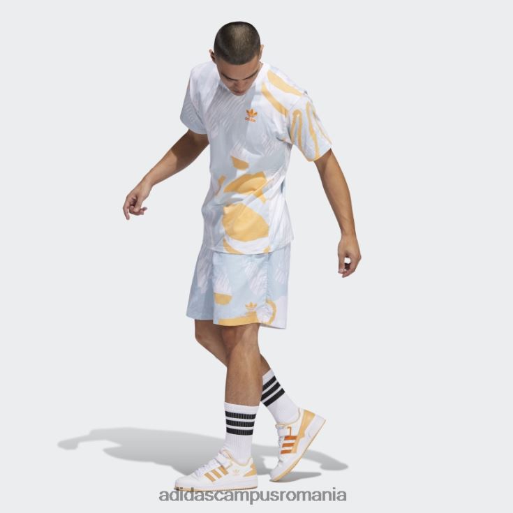 adidas campus romania pantaloni scurți cu imprimeu integral adiplay sky tint adidas bărbați nuanță de cer/portocaliu acid J266N26576