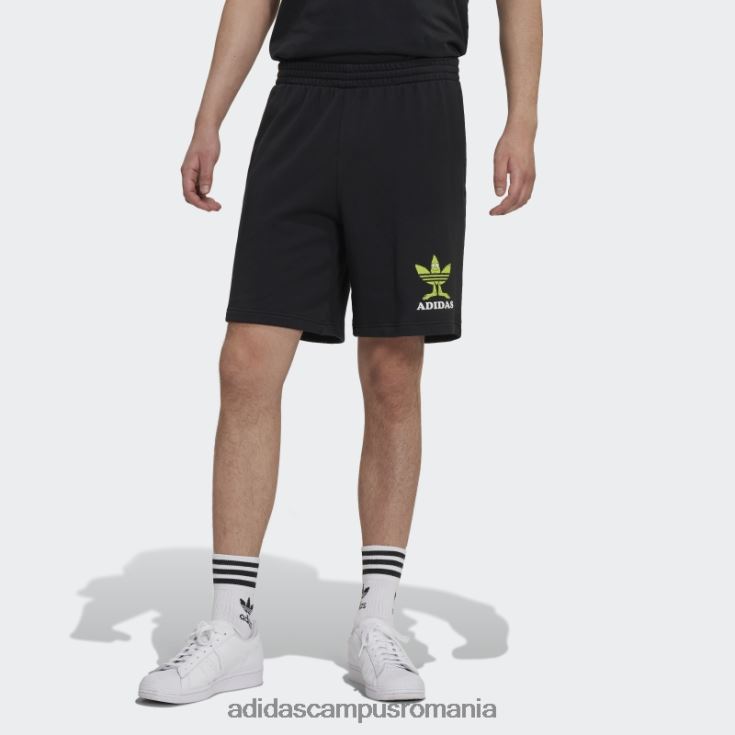 adidas campus romania pantaloni scurți grafic distracție negru bărbați negru/alb/var J266N214678