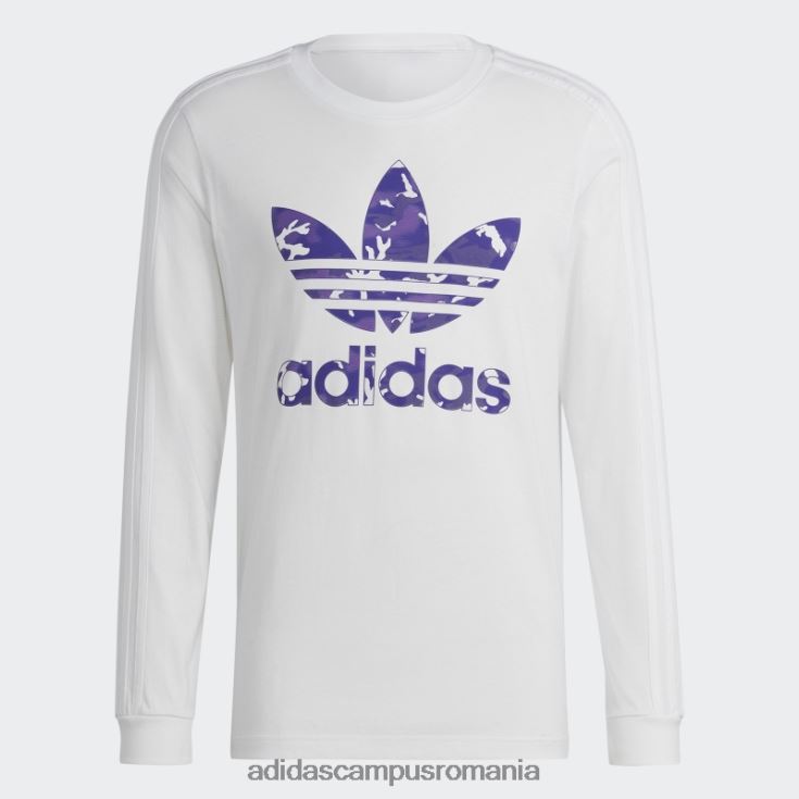 adidas campus romania tricou adidas cu mânecă lungă cu grafică albă camo dungă bărbați alb J266N214373