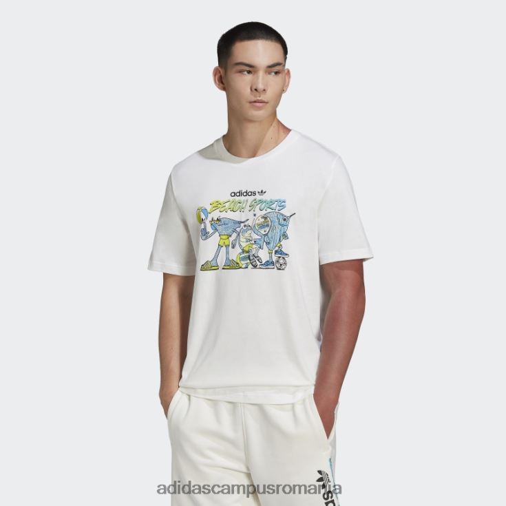 adidas campus romania tricou alb cu pește însuflețit cu grafic adidas bărbați alb J266N214727