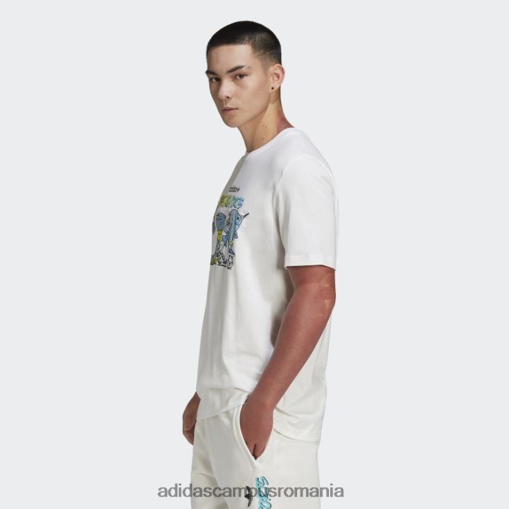 adidas campus romania tricou alb cu pește însuflețit cu grafic adidas bărbați alb J266N214727