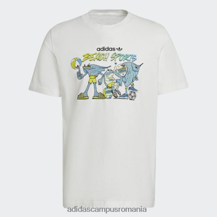adidas campus romania tricou alb cu pește însuflețit cu grafic adidas bărbați alb J266N214727