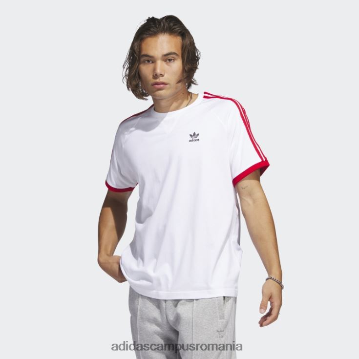 adidas campus romania tricou alb din inox cu 3 dungi bărbați alb/stacojiu J266N26371