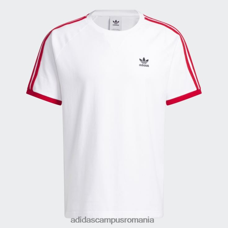 adidas campus romania tricou alb din inox cu 3 dungi bărbați alb/stacojiu J266N26371