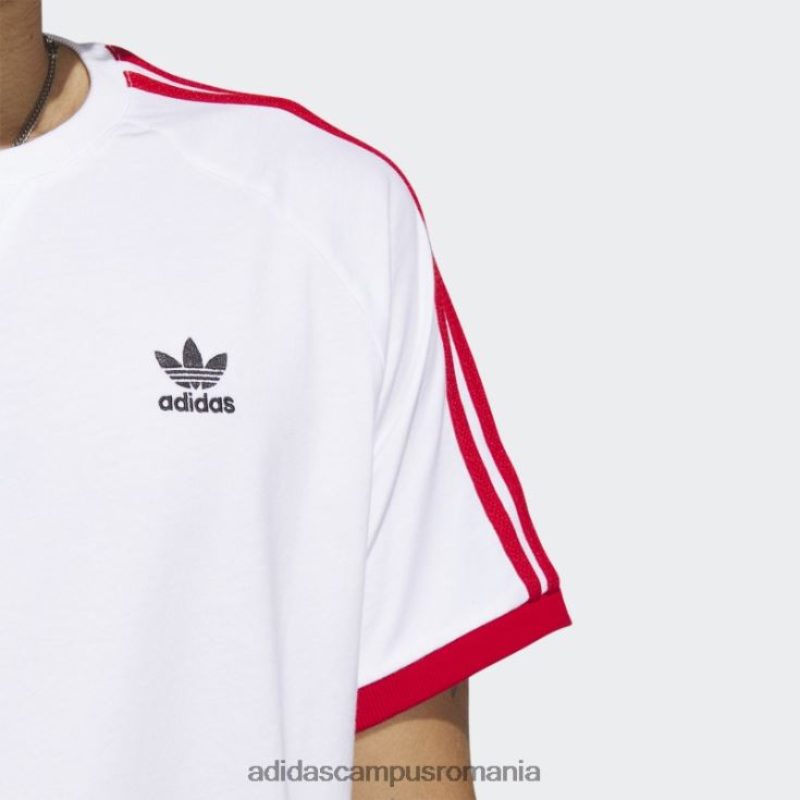 adidas campus romania tricou alb din inox cu 3 dungi bărbați alb/stacojiu J266N26371