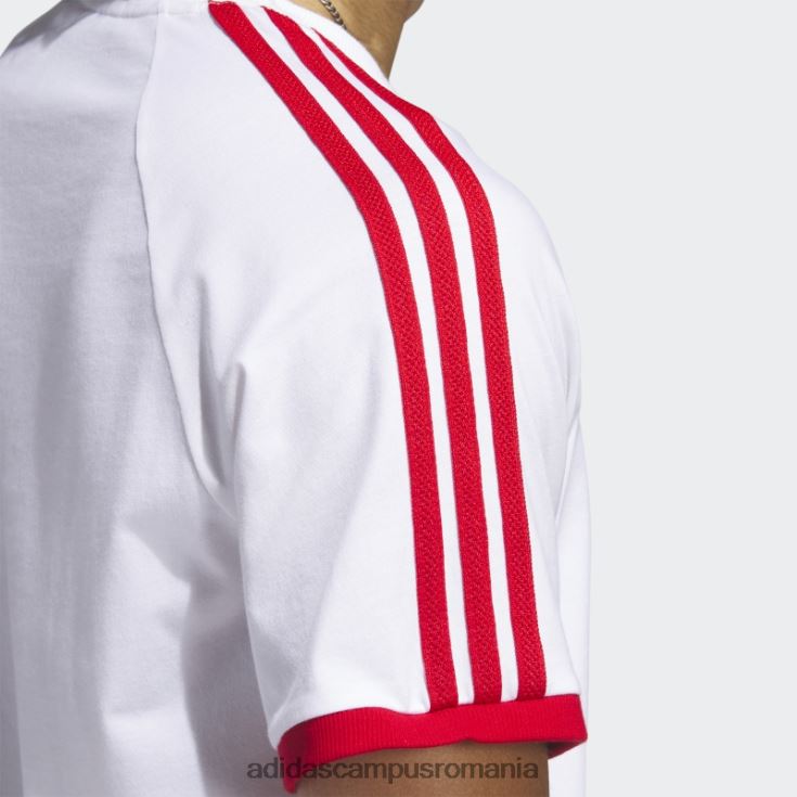 adidas campus romania tricou alb din inox cu 3 dungi bărbați alb/stacojiu J266N26371