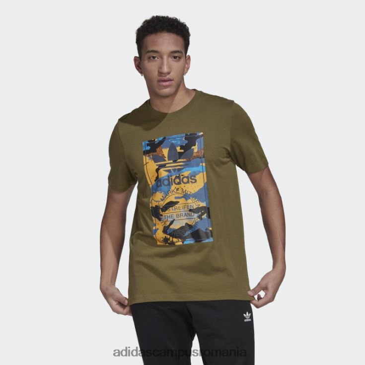 adidas campus romania tricou camo grafic olive bărbați măsline J266N214666