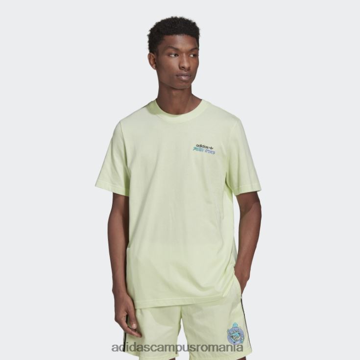 adidas campus romania tricou cu flori de pește alimentat cu grafic lime bărbați lămâie verde J266N215107