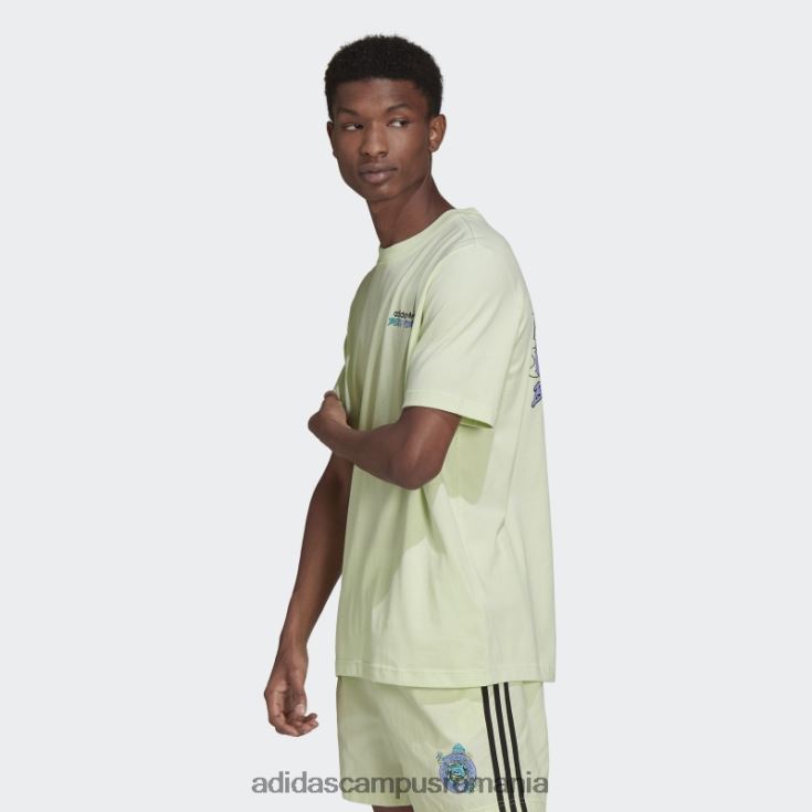 adidas campus romania tricou cu flori de pește alimentat cu grafic lime bărbați lămâie verde J266N215107
