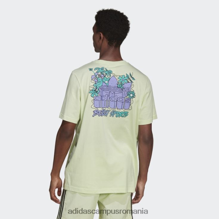adidas campus romania tricou cu flori de pește alimentat cu grafic lime bărbați lămâie verde J266N215107