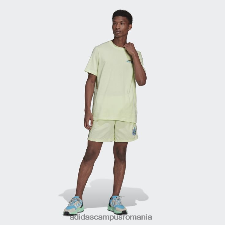 adidas campus romania tricou cu flori de pește alimentat cu grafic lime bărbați lămâie verde J266N215107