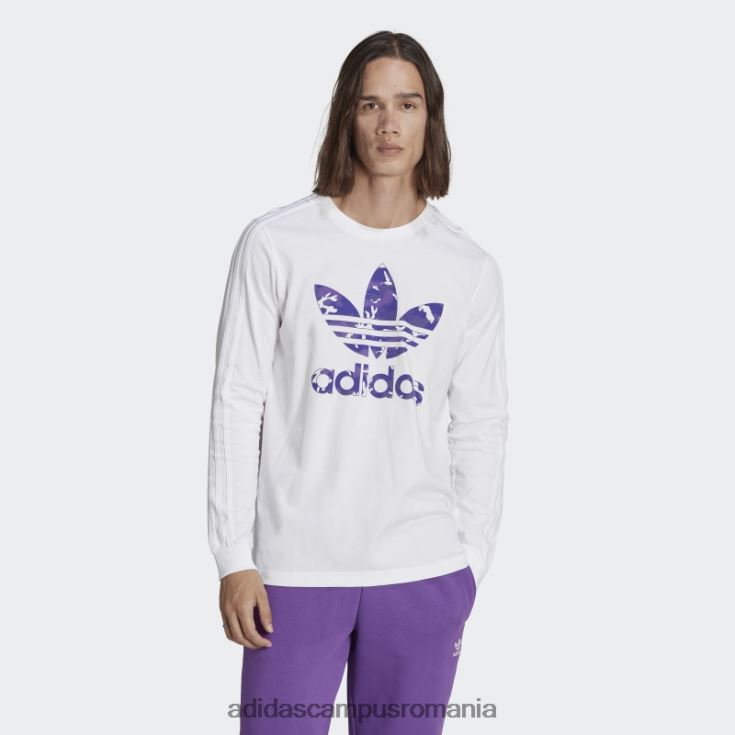 adidas campus romania tricou cu mânecă lungă cu dungi camo cu grafică albă bărbați alb J266N21007
