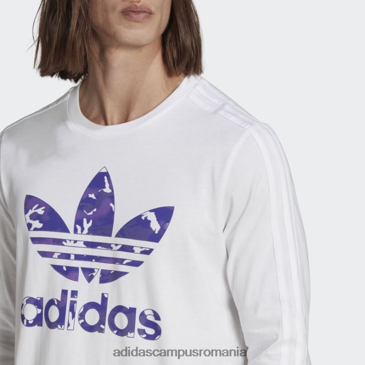 adidas campus romania tricou cu mânecă lungă cu dungi camo cu grafică albă bărbați alb J266N21007