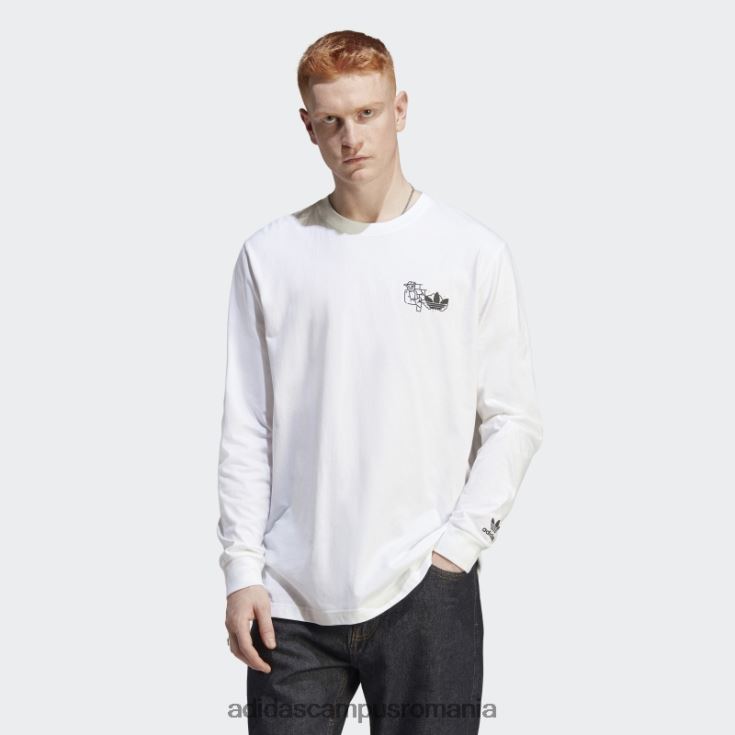adidas campus romania tricou cu mânecă lungă cu grafică albă hack the elite bărbați alb J266N27481