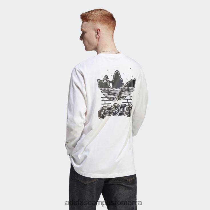 adidas campus romania tricou cu mânecă lungă cu grafică albă hack the elite bărbați alb J266N27481