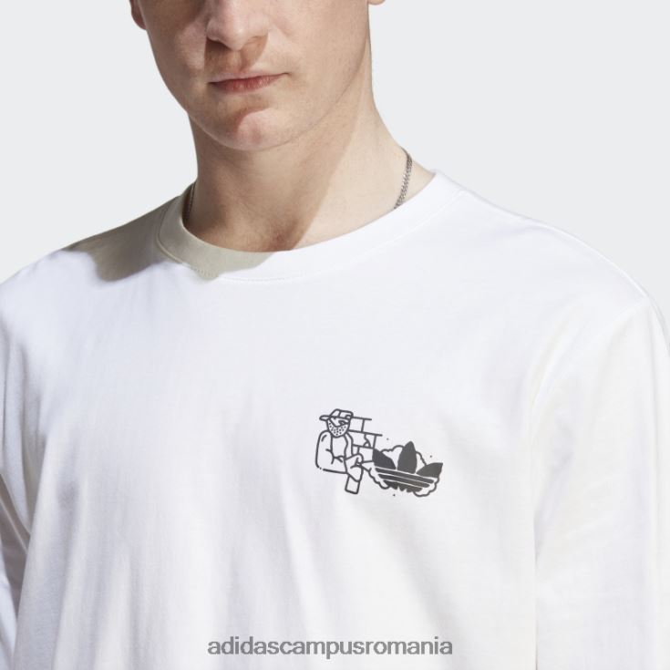 adidas campus romania tricou cu mânecă lungă cu grafică albă hack the elite bărbați alb J266N27481