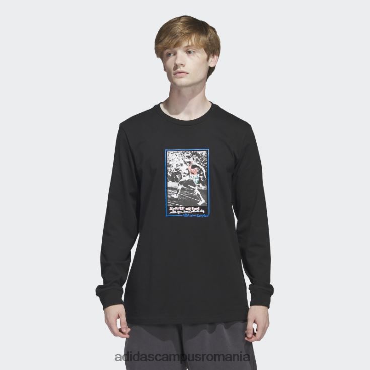 adidas campus romania tricou cu mânecă lungă grafic shmoofoil negru bărbați negru/multicolor J266N25677