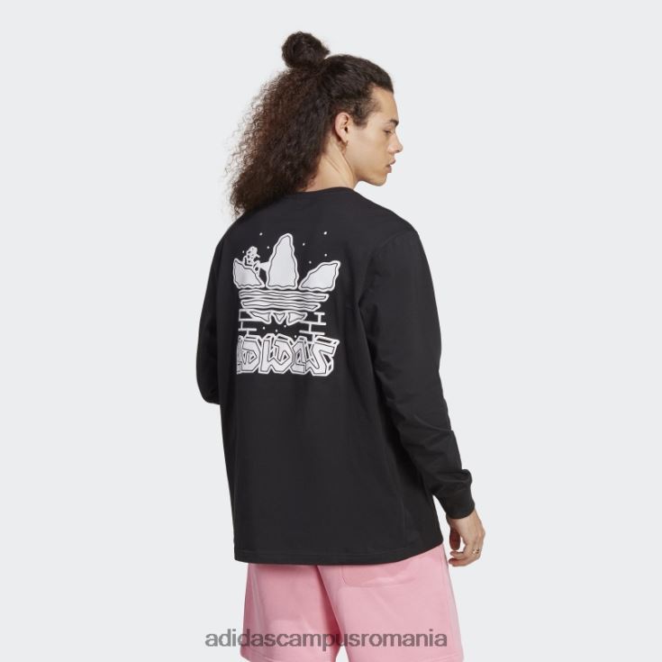 adidas campus romania tricou cu mânecă lungă hack the elite grafică negru bărbați negru J266N213939