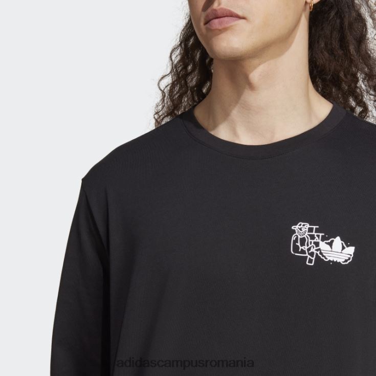 adidas campus romania tricou cu mânecă lungă hack the elite grafică negru bărbați negru J266N213939