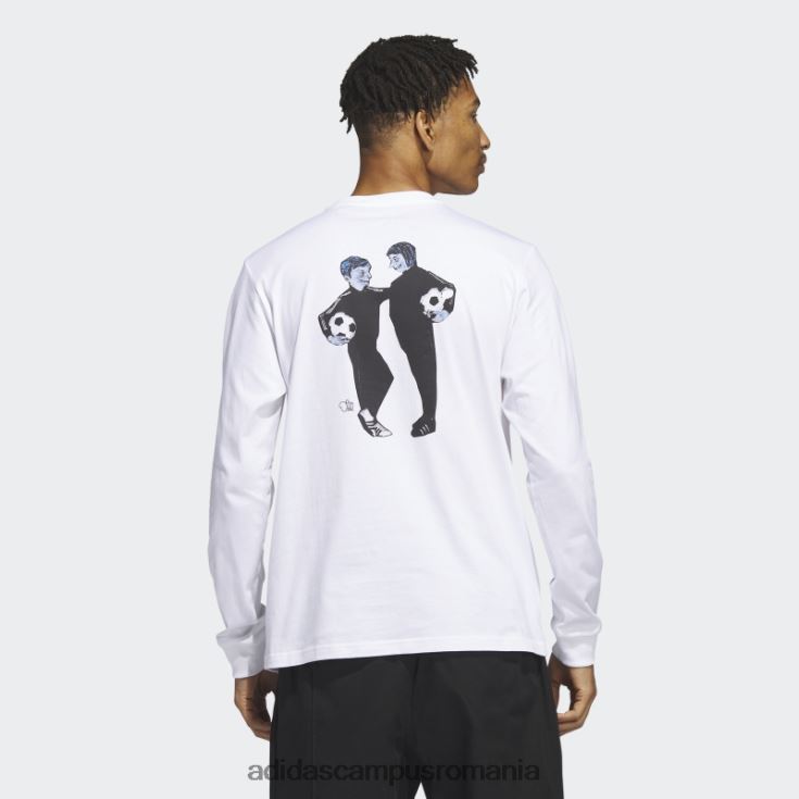 adidas campus romania tricou cu mânecă lungă prieteni de fotbal alb mărar bărbați alb/multicolor J266N25759