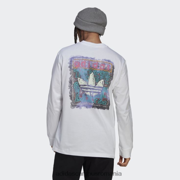 adidas campus romania tricou grafic cu maneca lunga alb bărbați alb J266N27099