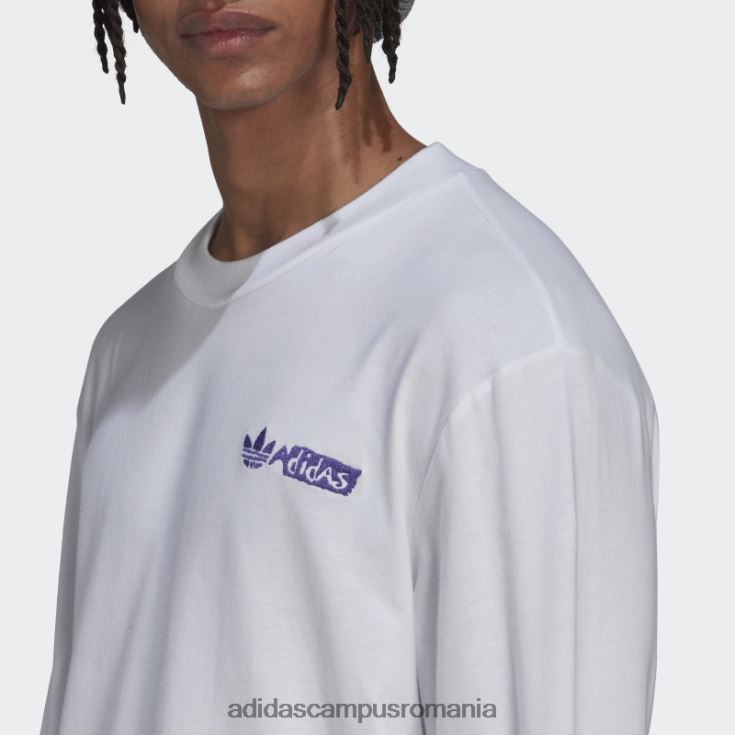 adidas campus romania tricou grafic cu maneca lunga alb bărbați alb J266N27099