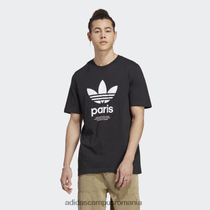adidas campus romania tricou icone paris city originals negru bărbați negru J266N214311
