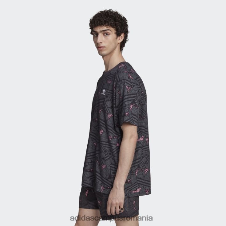 adidas campus romania tricou negru cu imprimeu trefoil rekive bărbați negru/gri/roz J266N214687