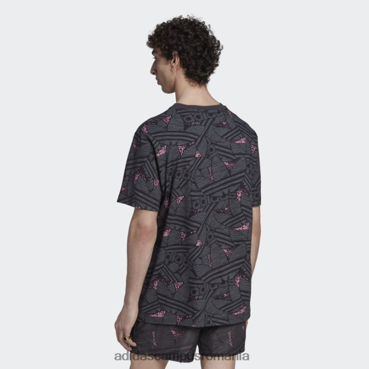 adidas campus romania tricou negru cu imprimeu trefoil rekive bărbați negru/gri/roz J266N214687