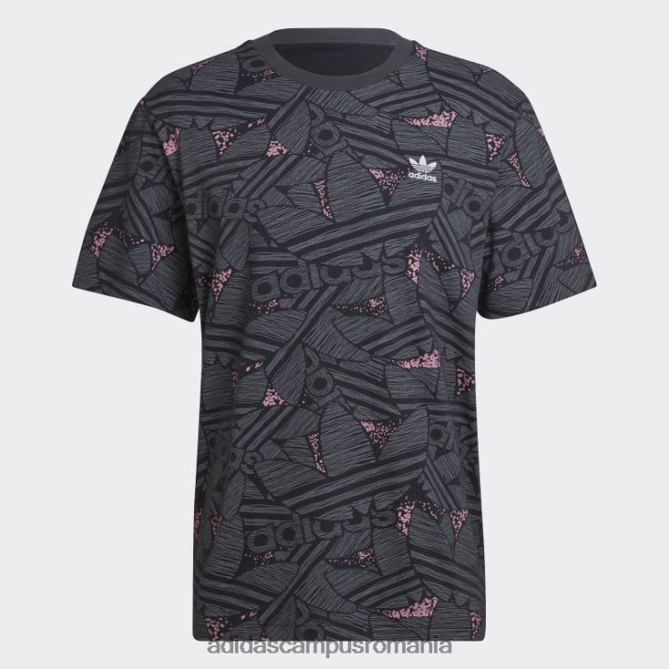 adidas campus romania tricou negru cu imprimeu trefoil rekive bărbați negru/gri/roz J266N214687