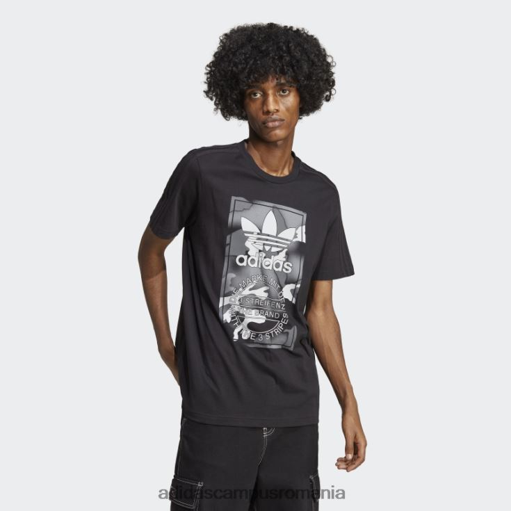 adidas campus romania tricou negru cu limbă camo cu grafică bărbați negru J266N213390