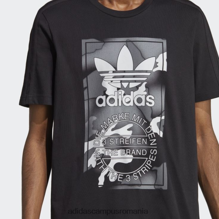 adidas campus romania tricou negru cu limbă camo cu grafică bărbați negru J266N213390