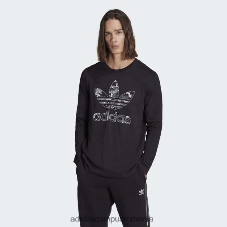 adidas campus romania tricou negru cu mânecă lungă cu dungi camo cu grafică bărbați negru J266N214266