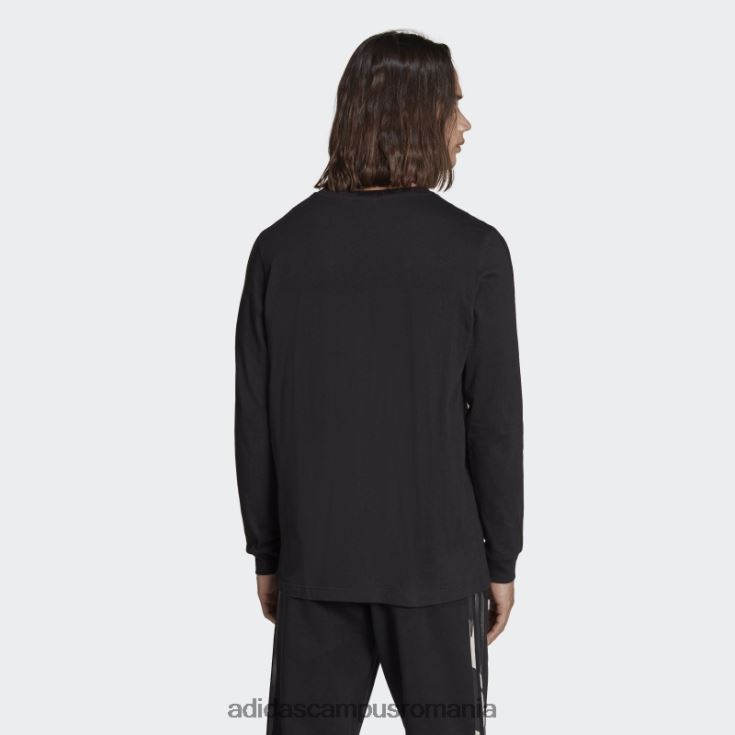 adidas campus romania tricou negru cu mânecă lungă cu dungi camo cu grafică bărbați negru J266N214266