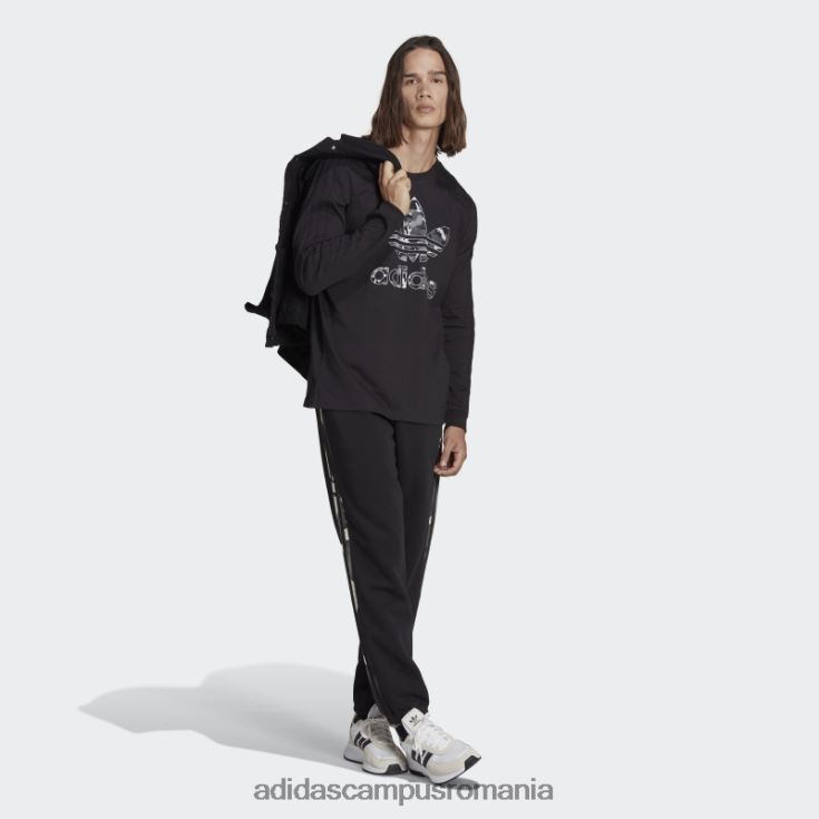adidas campus romania tricou negru cu mânecă lungă cu dungi camo cu grafică bărbați negru J266N214266