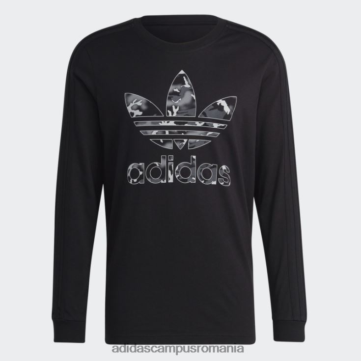 adidas campus romania tricou negru cu mânecă lungă cu dungi camo cu grafică bărbați negru J266N214266