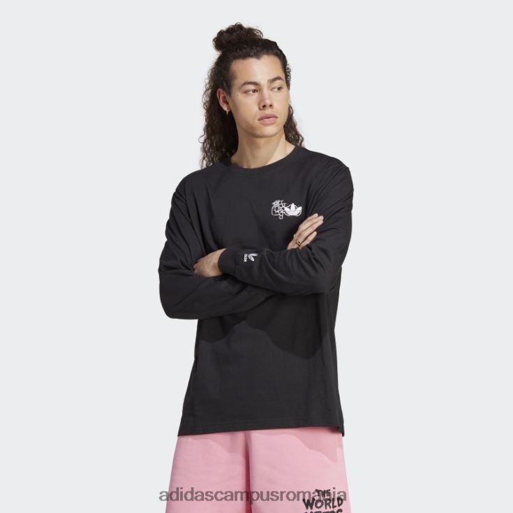 adidas campus romania tricou negru cu mânecă lungă hack the elite grafică bărbați negru J266N26518