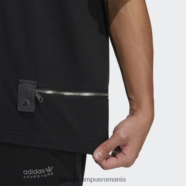 adidas campus romania tricou negru cu mânecă scurtă cu fermoar bărbați negru J266N21637