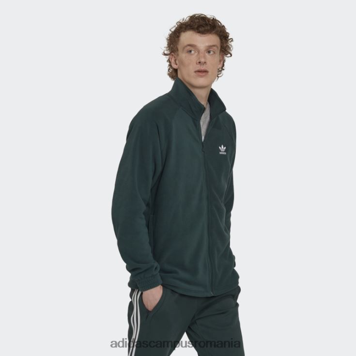 adidas campus romania verde mineral adicolor classics trefoil teddy fleece jacheta bărbați verde mineral J266N26628