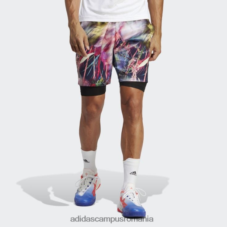 adidas campus romania pantaloni scurți grafici de tenis melbourne ergo negri bărbați multicolor/negru J266N26293