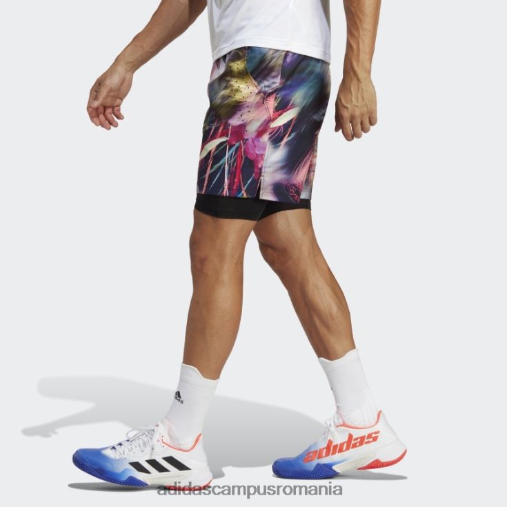 adidas campus romania pantaloni scurți grafici de tenis melbourne ergo negri bărbați multicolor/negru J266N26293