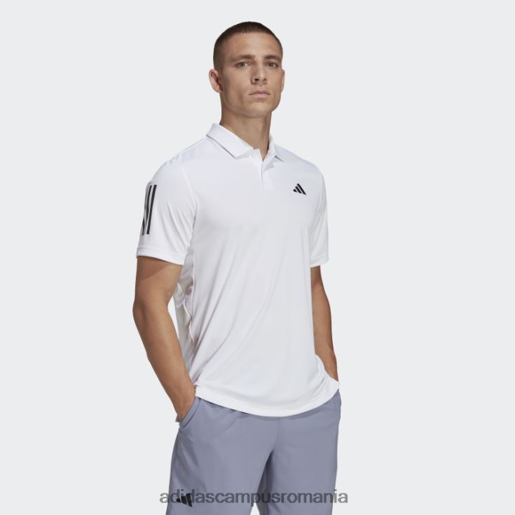 adidas campus romania tricou polo tenis club alb cu 3 dungi bărbați alb J266N26154