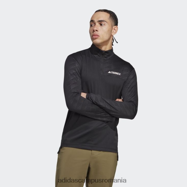 adidas campus romania Top negru cu mânecă lungă, cu jumătate de fermoar, terrex bărbați negru J266N214357