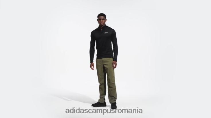 adidas campus romania Top negru cu mânecă lungă, cu jumătate de fermoar, terrex bărbați negru J266N214357