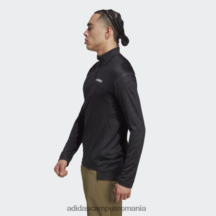 adidas campus romania Top negru cu mânecă lungă, cu jumătate de fermoar, terrex bărbați negru J266N214357