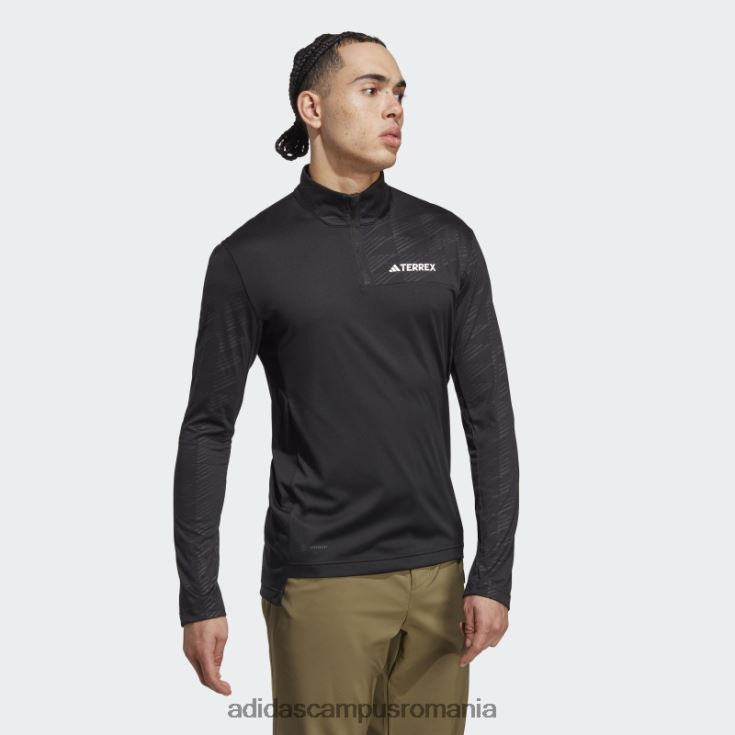 adidas campus romania Top negru cu mânecă lungă, cu jumătate de fermoar, terrex bărbați negru J266N214357