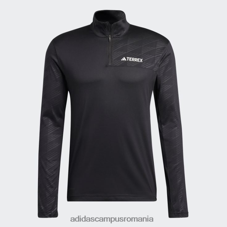 adidas campus romania Top negru cu mânecă lungă, cu jumătate de fermoar, terrex bărbați negru J266N214357